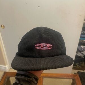 Billabong Black Corduroy Hat with Pink Embroidery